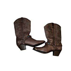 Dingo women’s 8.5M Brown Western Cowboy Boots with turquoise beading